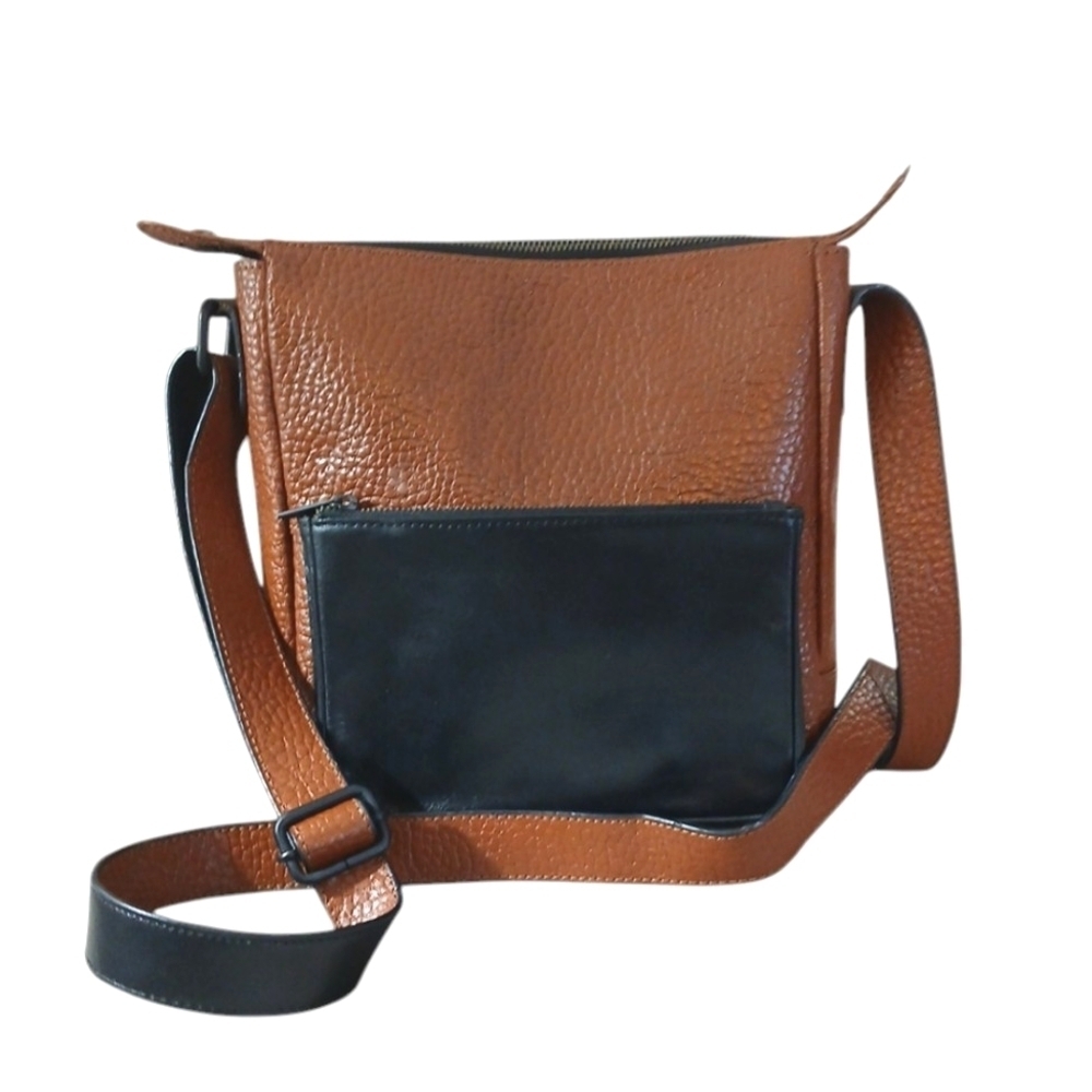 Vel Rossi Brown Pebbled Leather Crossbody Bag Made in Italy